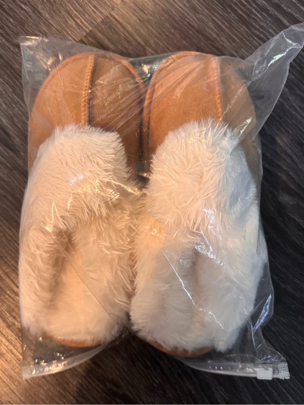 Women's Faux Suede Slippers with Plush White Fur Lining